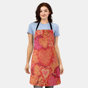 Cute mosaic hearts design apron