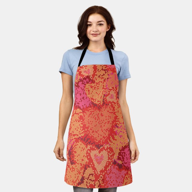 Cute mosaic hearts design apron (Worn)