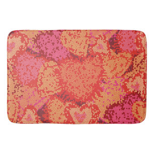 Cute mosaic hearts design bath mat