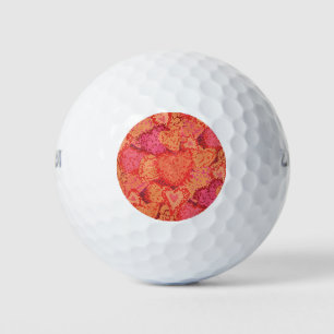 Cute mosaic hearts design golf balls