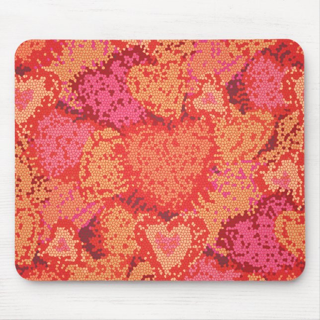 Cute mosaic hearts design mouse mat (Front)