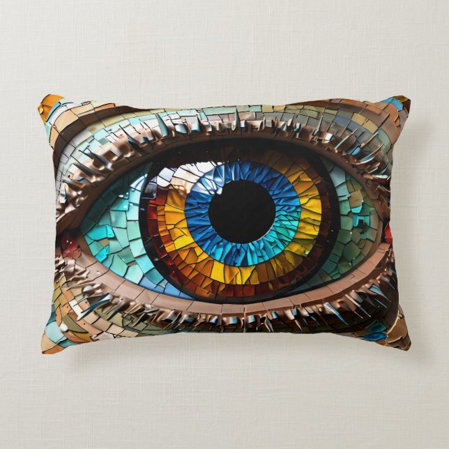 Cute Mosaic Stained Glass Eye design  Decorative Cushion (Front)
