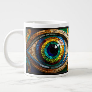 Cute Mosaic Stained Glass Eye design Large Coffee Mug