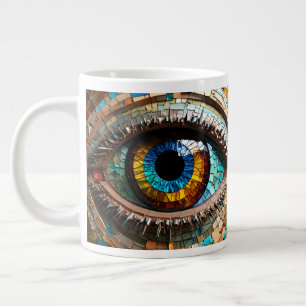 Cute Mosaic Stained Glass Eye design  Large Coffee Mug