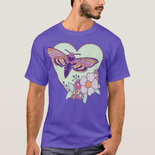 Cute Moth Art - Insect with Heart and Flowers T-Shirt