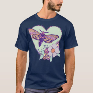 Cute Moth Art - Insect with Heart and Flowers T-Shirt