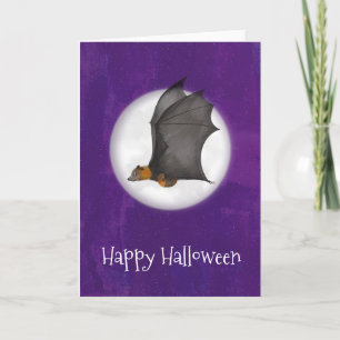 Cute mother and baby bat Halloween card