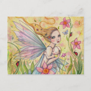 Cute Mother and Baby Fairy Fantasy Illustration Postcard