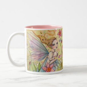 Cute Mother and Baby Fairy Whimsical Fantasy Art Two-Tone Coffee Mug