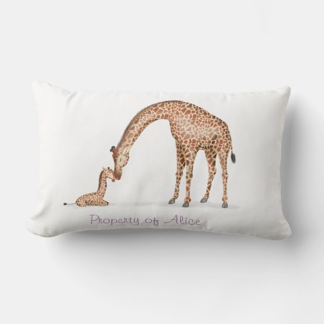 Cute mother and baby giraffe nursery cushion (Front)