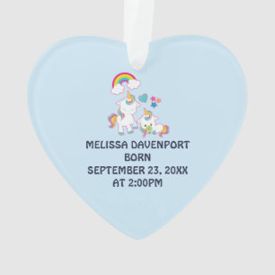 Cute Mother and Baby Unicorns Magical Theme Ornament