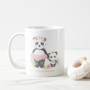 Cute Mother and Daughter Ballerina Pandas Floral Coffee Mug