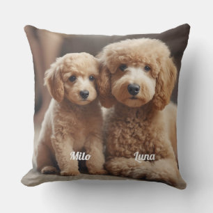 Cute Mother and Son Poodle Personalised Cushion