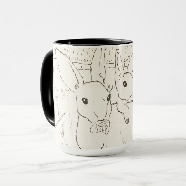 Cute Mother Baby Bunny Rabbits Mug (Front Left)