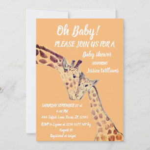 Cute Mother Baby Giraffe Safari Boho Animals Invit Invitation