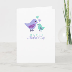 Cute mother bird and child chick mother's day card