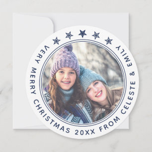 Cute Mother Daughter Personalised White Christmas Holiday Card