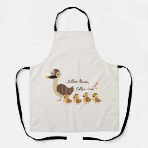Cute Mother Duck and Ducklings Kitchen Apron