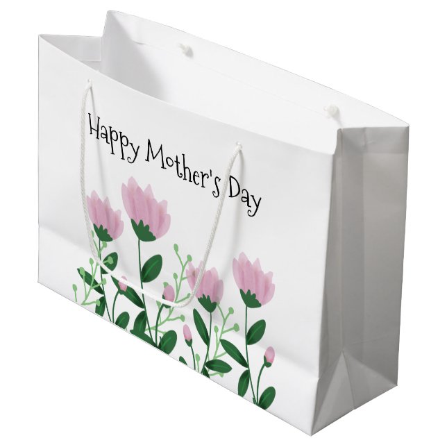Cute Mother’s Day Pink Floral  Large Gift Bag (Front Angled)