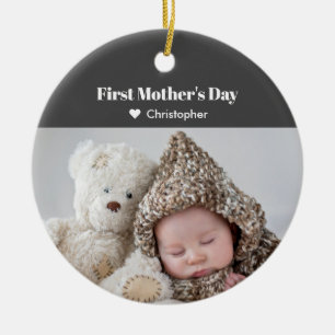 Cute Mother's Day Baby Photo Christmas Holiday Ceramic Tree Decoration