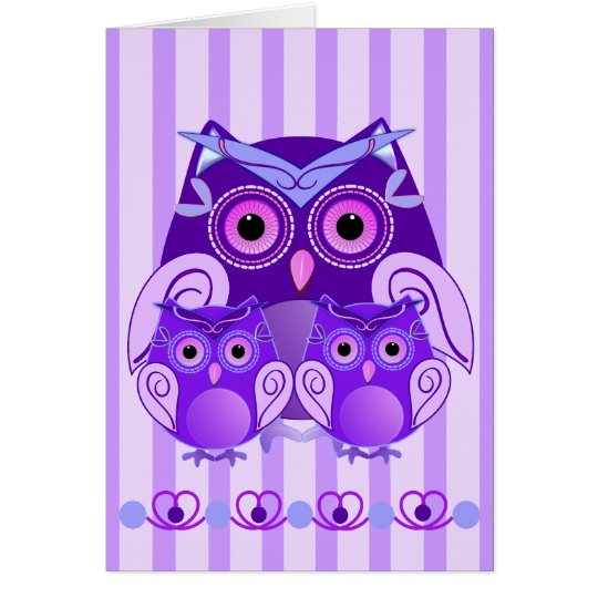Cute Mother's day card with Owls and text
