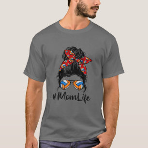Cute Mother's Day Messy Bun Volleyball Mom Mommy W T-Shirt