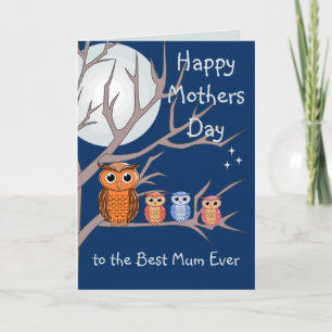 Cute Mothers Day Owls Folded Greeting Card