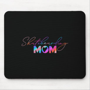 Cute Mother's Day Rainbow Skateboarding Mom Mouse Mat