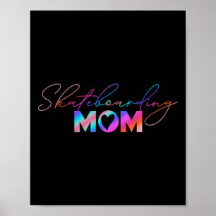 Cute Mother's Day Rainbow Skateboarding Mom Poster