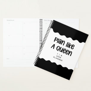 Cute Motivational Black and White Monogram Year Planner