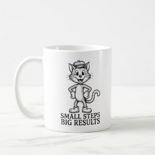Cute Motivational Cat Small Steps Big Results Mug