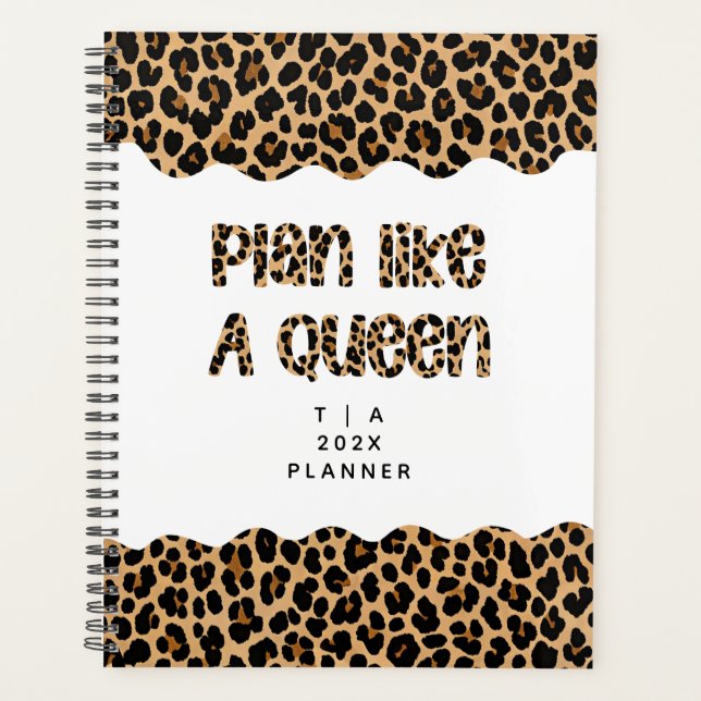 Cute Motivational Monogram Year Leopard Pattern Planner (Front)