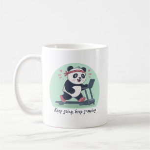 Cute Motivational Panda on Treadmill Coffee Mug