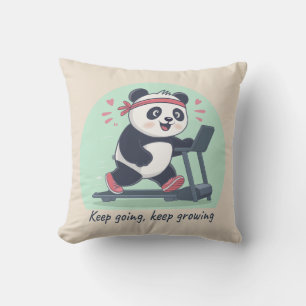 Cute Motivational Panda on Treadmill Cushion