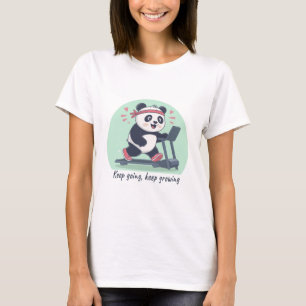 Cute Motivational Panda on Treadmill T-Shirt