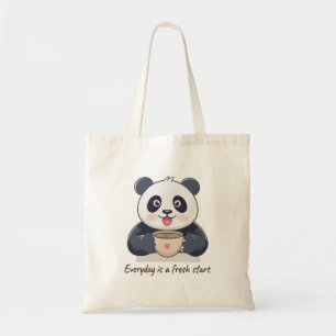 Cute Motivational Panda on Treadmill Tote Bag