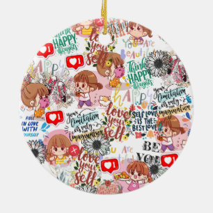 Cute Motivational – Positive Quote Kawaii Ceramic Tree Decoration