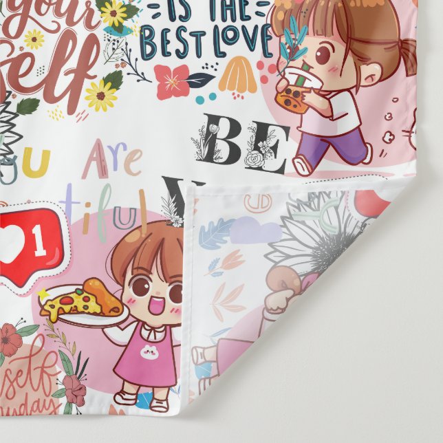 Cute Motivational – Positive Quote Kawaii  Tapestry (Detail)