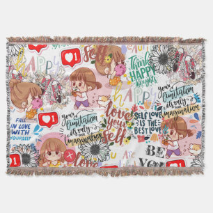 Cute Motivational – Positive Quote Kawaii Throw Blanket