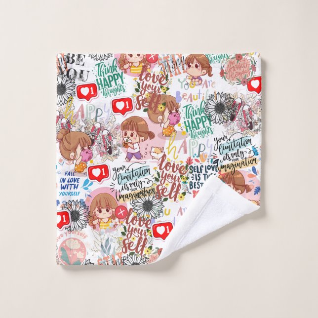 Cute Motivational – Positive Quote Kawaii  Wash Cloth (Wash Cloth)