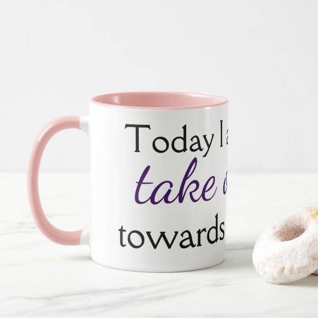 Cute Motivational Quote Print Pink Coffee Mug (With Donut)