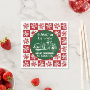 Cute Motorcycle Christmas Quote Snowflakes Party Napkin