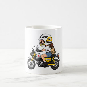 Cute Motorcycle Girl – Yellow Mini Bike Cartoon De Coffee Mug