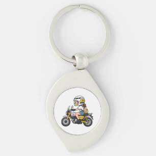 Cute Motorcycle Girl – Yellow Mini Bike Cartoon De Key Ring