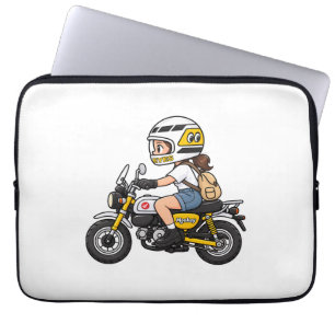 Cute Motorcycle Girl – Yellow Mini Bike Cartoon De Laptop Sleeve