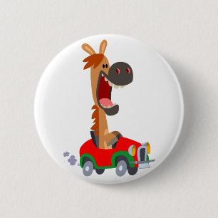 Cute Motorised Cartoon Horse Button Badge