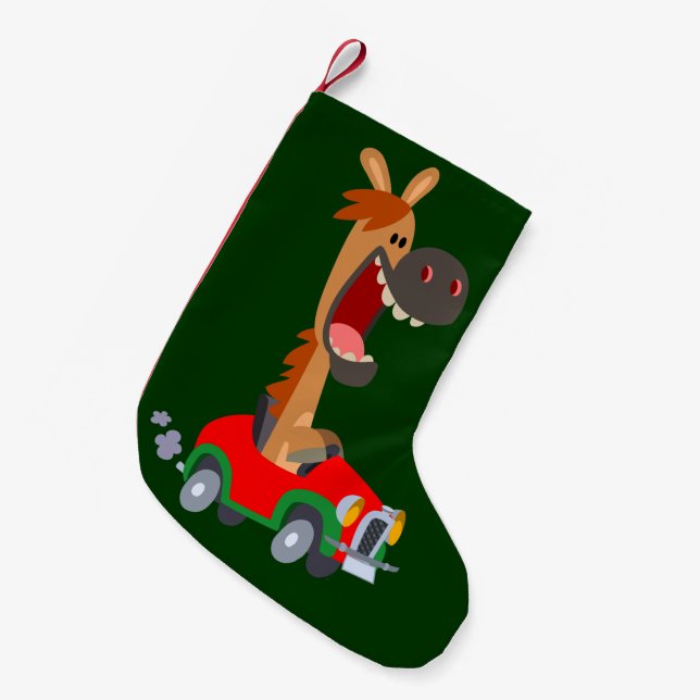 Cute Motorised Cartoon Horse Christmas Stocking (Front (Hanging))