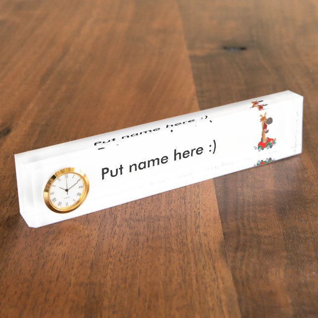 Cute Motorised Cartoon Horse Name Plate with Clock (Side)