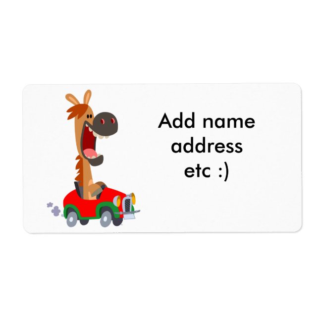 Cute Motorised Cartoon Horse Shipping Label (Front)