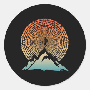 Cute Mountain Bike Art For Men Women Offroad Mount Classic Round Sticker